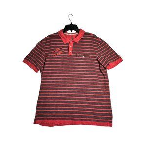 Guess Polo Shirt Red Black Stripe Mens 2XL XXL